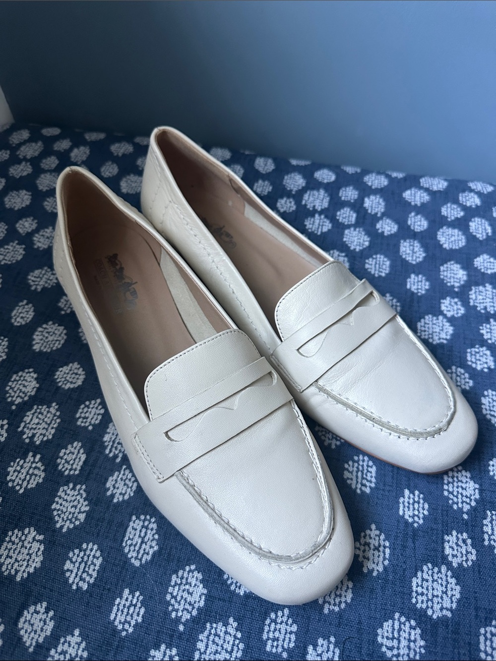 Coach and Four Cream Leather Penny Loafers